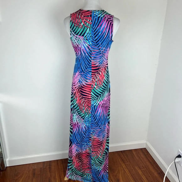 Tommy Bahama Maxi Multi Color Tropical Fern Print Sundress Dress Size S - Picture 3 of 8